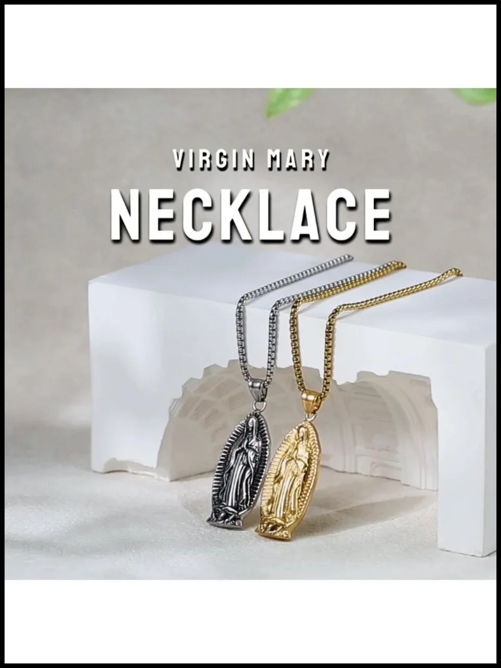 Stainless Steel Blessed Mother Mary Our Lady of Guadalupe Pendant Necklace